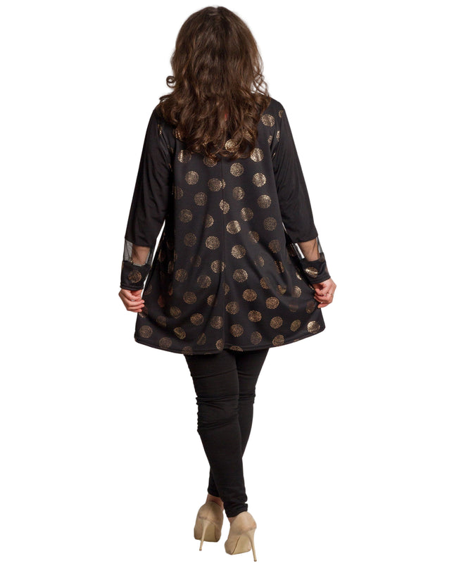 Tunică lejeră în mărimi mari cu accente din piele