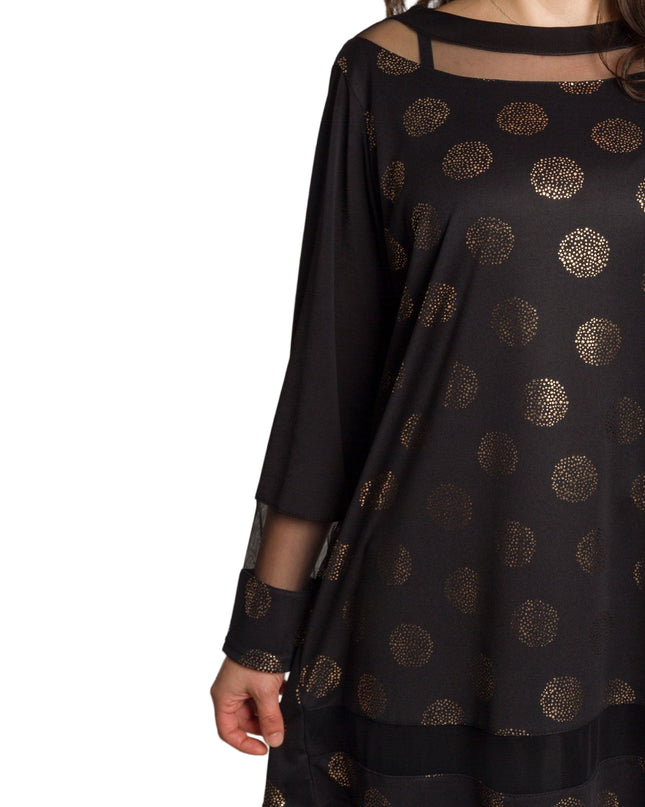 Tunică lejeră în mărimi mari cu accente din piele