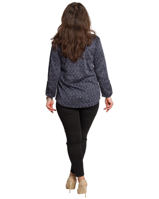 Tunică lejeră în mărimi mari cu accente din piele