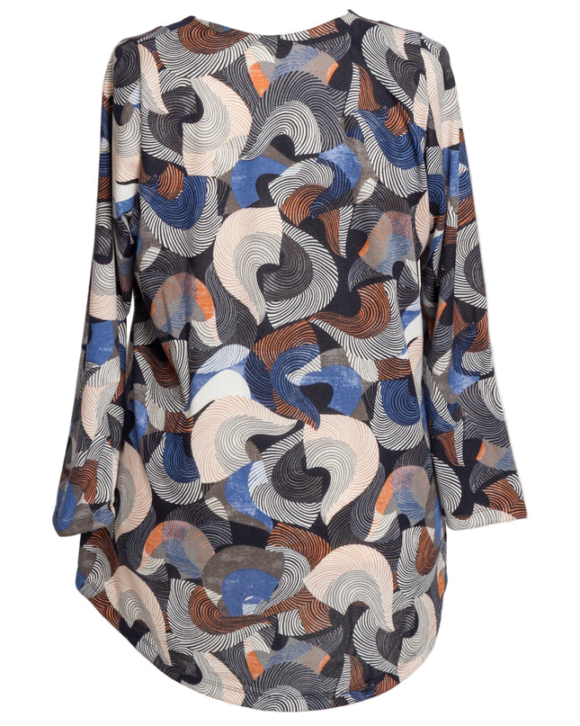 Tunică lejeră în mărimi mari cu accente din piele