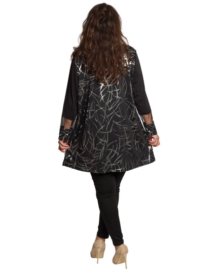 Tunică lejeră în mărimi mari cu accente din piele