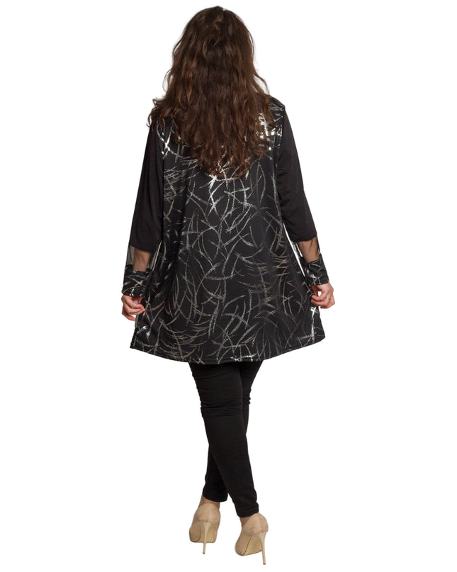 Tunică lejeră în mărimi mari cu accente din piele