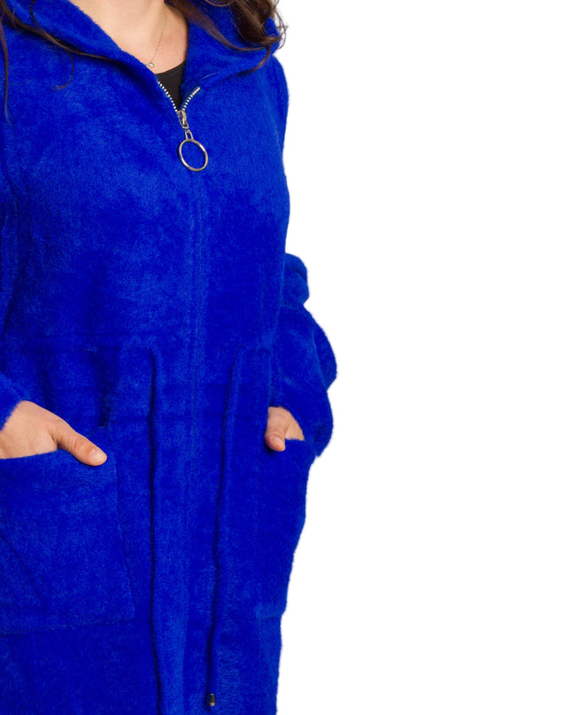 Jachetă de damă din burete cu glugă și buzunare