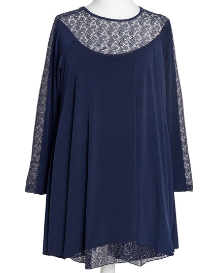 Tunică lejeră în mărimi mari cu accente din piele