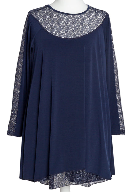 Tunică lejeră în mărimi mari cu accente din piele