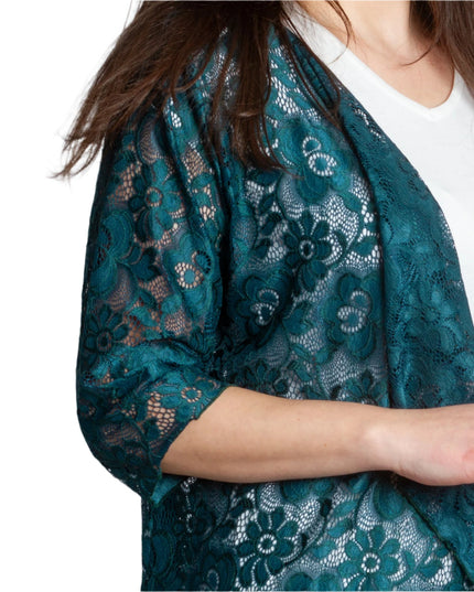 Blazer maxi din dantelă, verde oliv, elegant