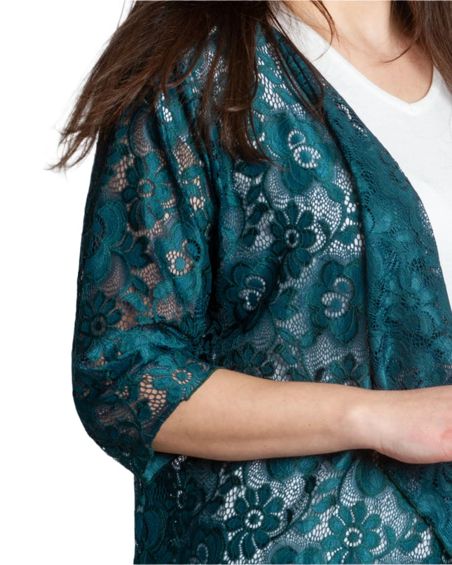 Blazer maxi din dantelă, verde oliv, elegant