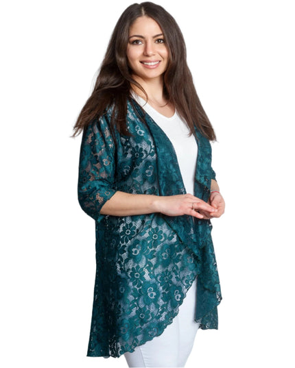 Blazer maxi din dantelă, verde oliv, elegant