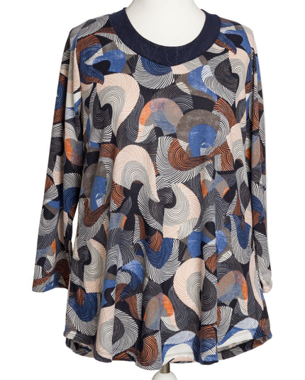 Tunică lejeră în mărimi mari cu accente din piele