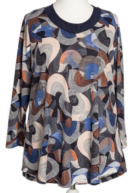 Tunică lejeră în mărimi mari cu accente din piele