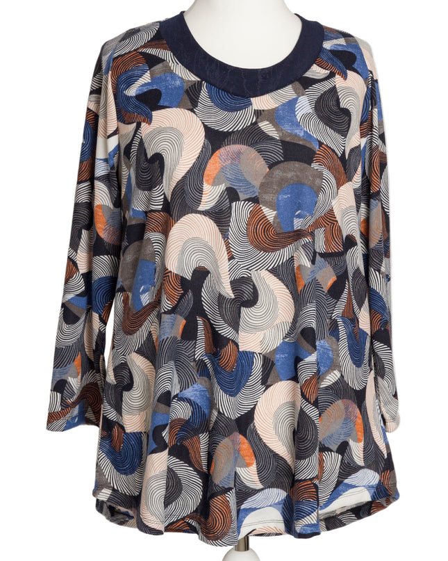 Tunică lejeră în mărimi mari cu accente din piele