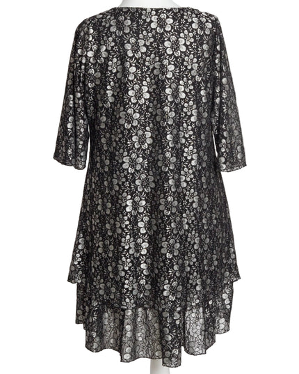 Rochie decupată din șifon cu flori mov