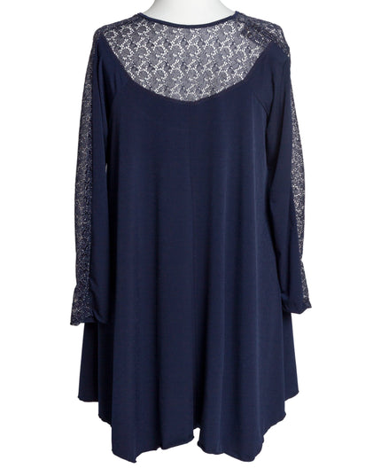 Tunică lejeră în mărimi mari cu accente din piele