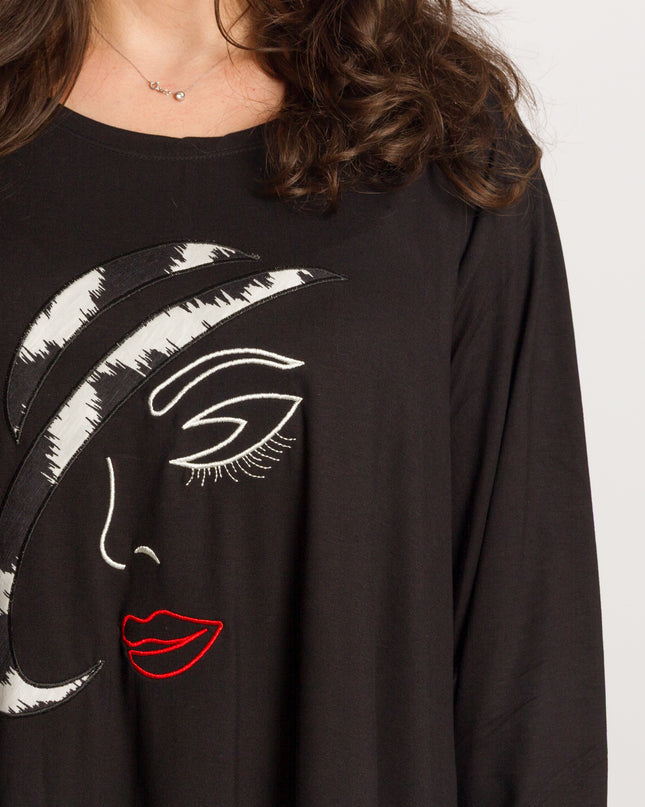 Tunică asimetrică pentru femei cu broderie artistică - Model lejer