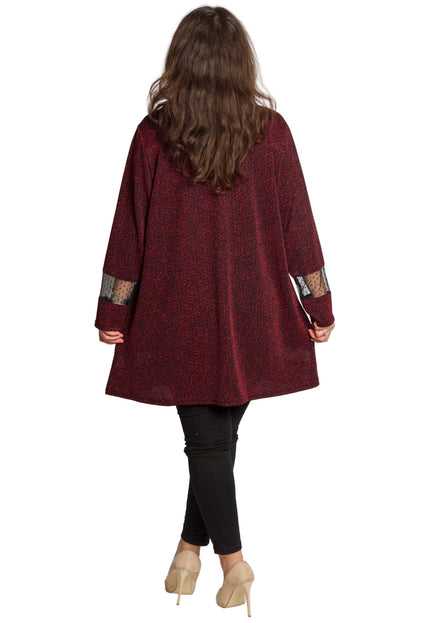 Tunică elegantă bordo, cu imprimeu strălucitor, mărimi mari