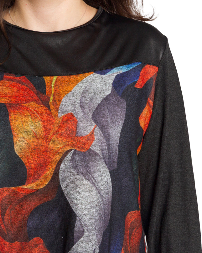 Tunică lejeră în mărimi mari cu accente din piele