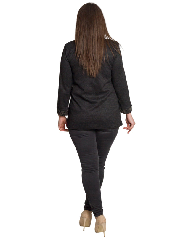 Tunică lejeră în mărimi mari cu accente din piele