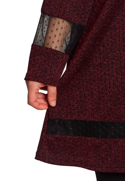 Tunică elegantă bordo, cu imprimeu strălucitor, mărimi mari
