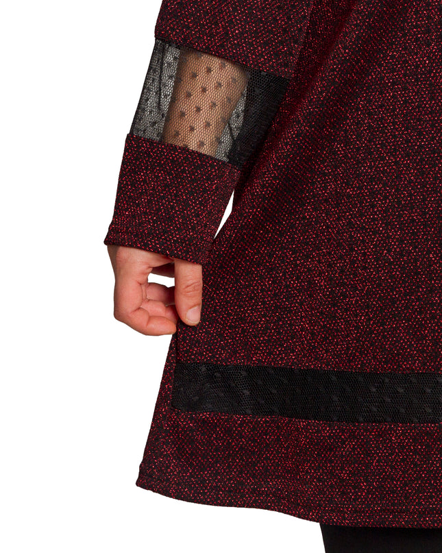 Официална туника в цвят бордо с блястящ десен в големи размери