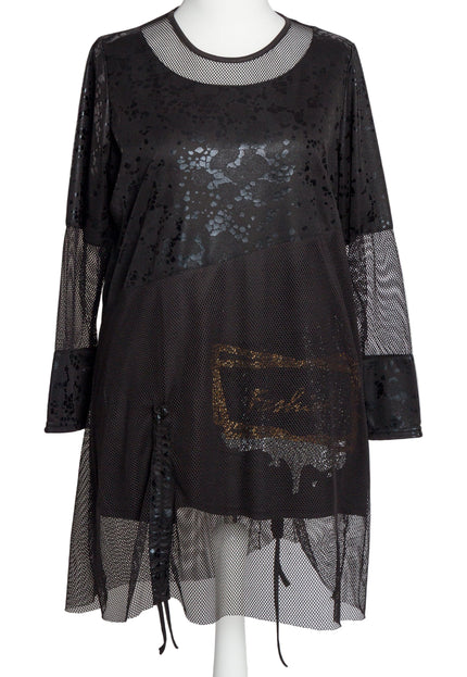 Tunică lejeră în mărimi mari cu accente din piele