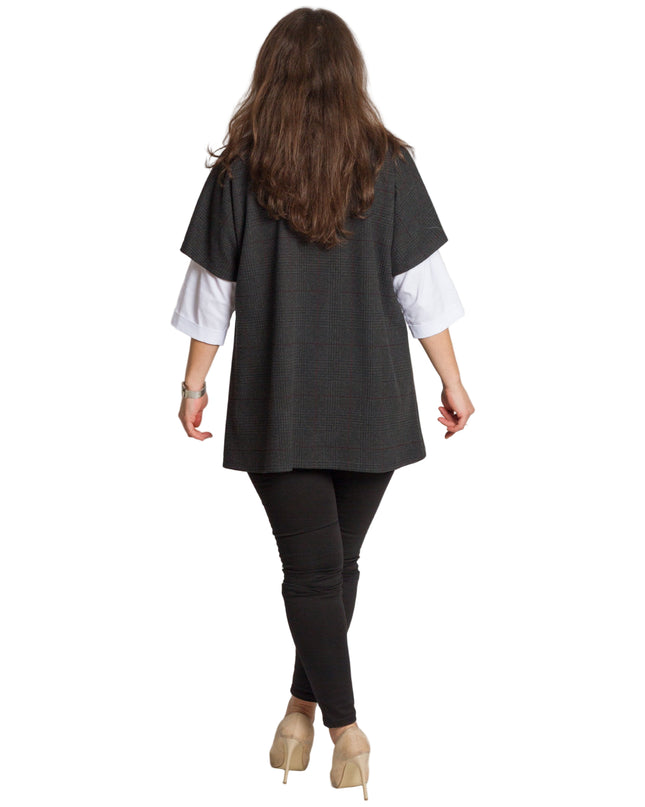 Set cămașă și vestă maxi cu perlă decorativă