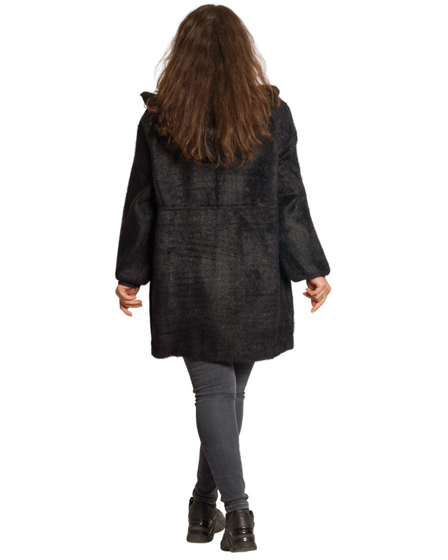 Jachetă de damă din burete cu glugă și buzunare