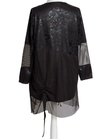 Tunică lejeră în mărimi mari cu accente din piele