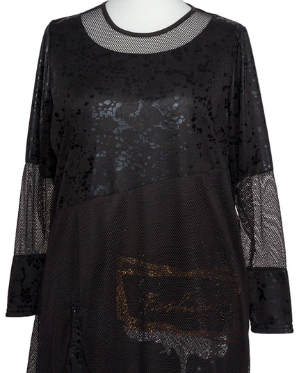 Tunică lejeră în mărimi mari cu accente din piele