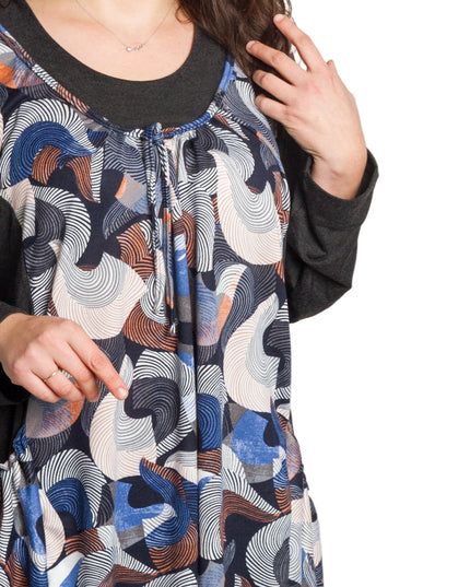 Tunică colorată, decupată, cu buzunare, în mărimi mari