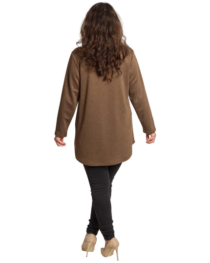 Tunică lejeră în mărimi mari cu accente din piele