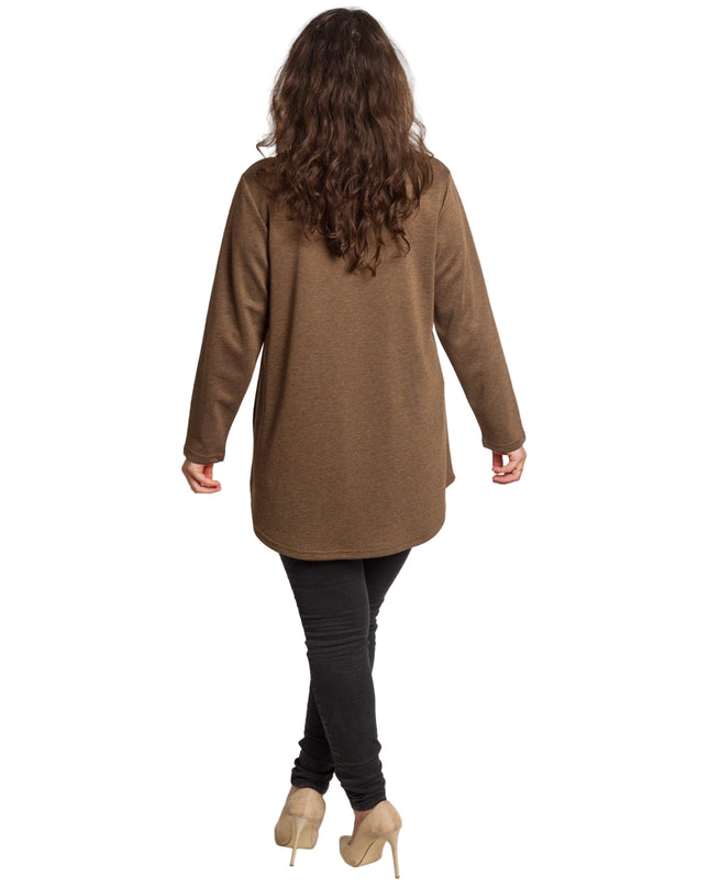 Tunică lejeră în mărimi mari cu accente din piele