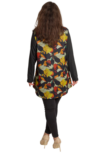 Tunică lejeră în mărimi mari cu accente din piele