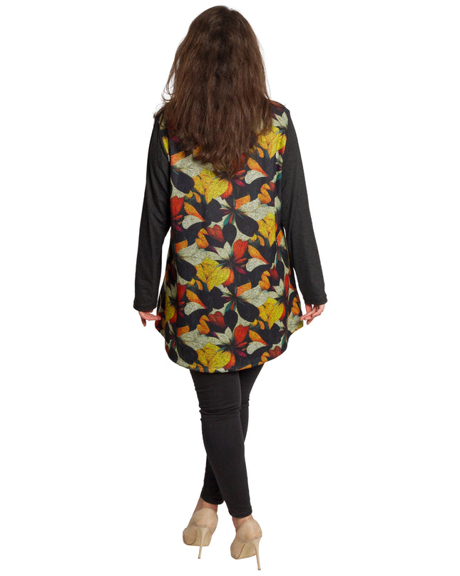 Tunică lejeră în mărimi mari cu accente din piele