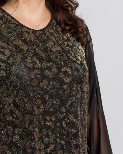 Tunică lejeră în mărimi mari cu accente din piele