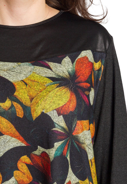 Tunică lejeră în mărimi mari cu accente din piele