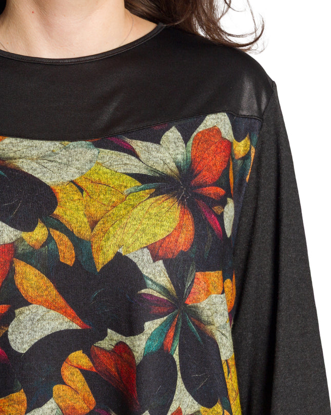 Tunică lejeră în mărimi mari cu accente din piele