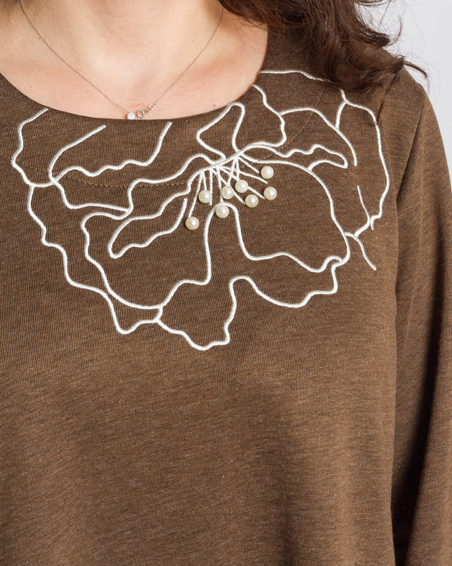 Tunică lejeră în mărimi mari cu accente din piele