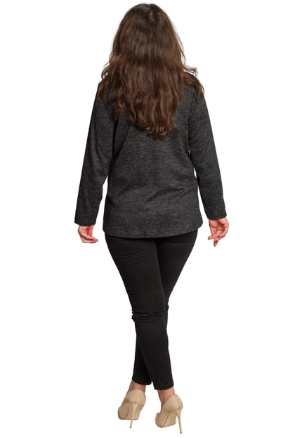 Tunică lejeră în mărimi mari cu accente din piele