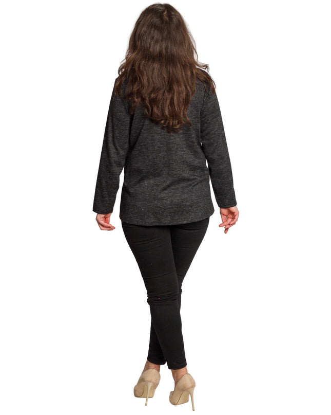 Tunică lejeră în mărimi mari cu accente din piele