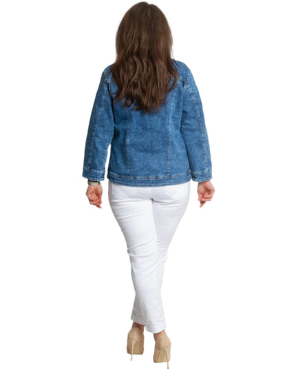 Jachetă din denim cu nasturi, mărimi mari