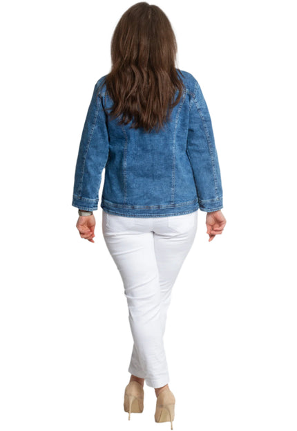 Jachetă din denim cu nasturi, mărimi mari