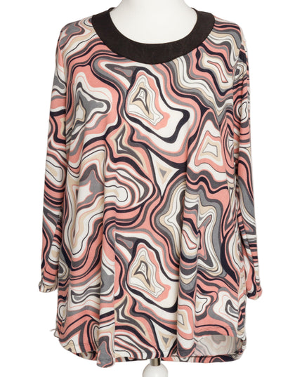 Tunică lejeră în mărimi mari cu accente din piele