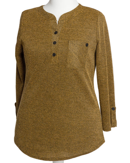 Tunică lejeră în mărimi mari cu accente din piele