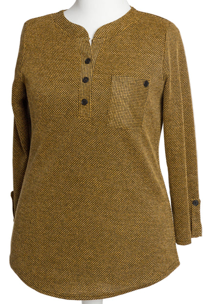 Tunică lejeră în mărimi mari cu accente din piele