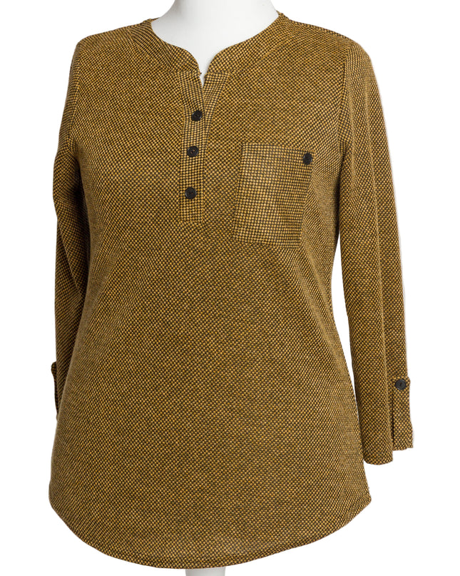 Tunică lejeră în mărimi mari cu accente din piele