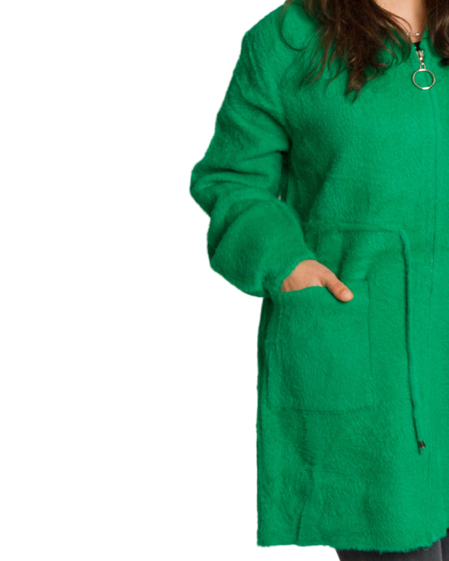 Jachetă de damă din burete cu glugă și buzunare