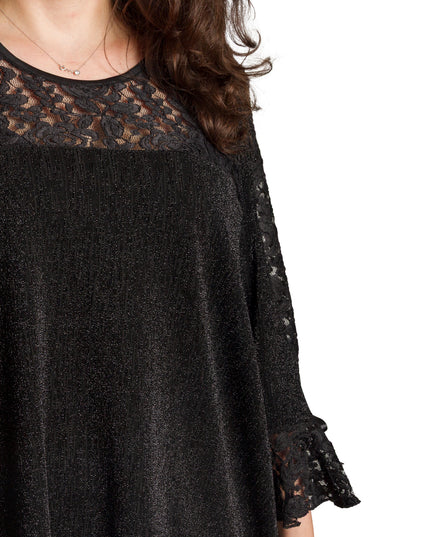 Tunică lejeră în mărimi mari cu accente din piele