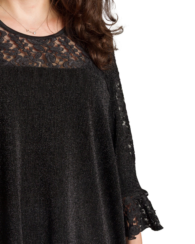 Tunică lejeră în mărimi mari cu accente din piele