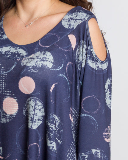 Tunică lejeră în mărimi mari cu accente din piele