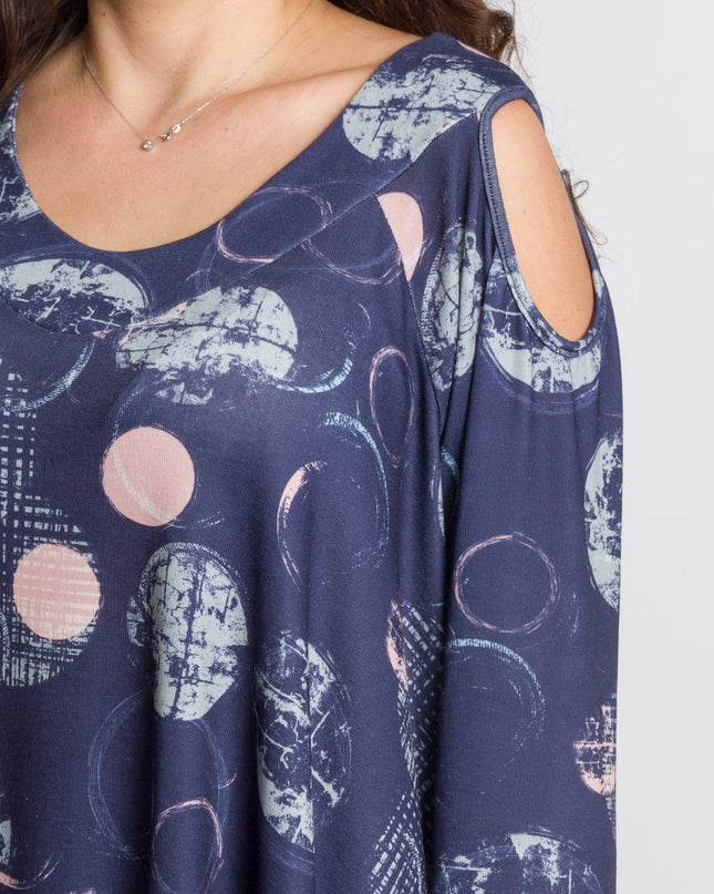 Tunică lejeră în mărimi mari cu accente din piele